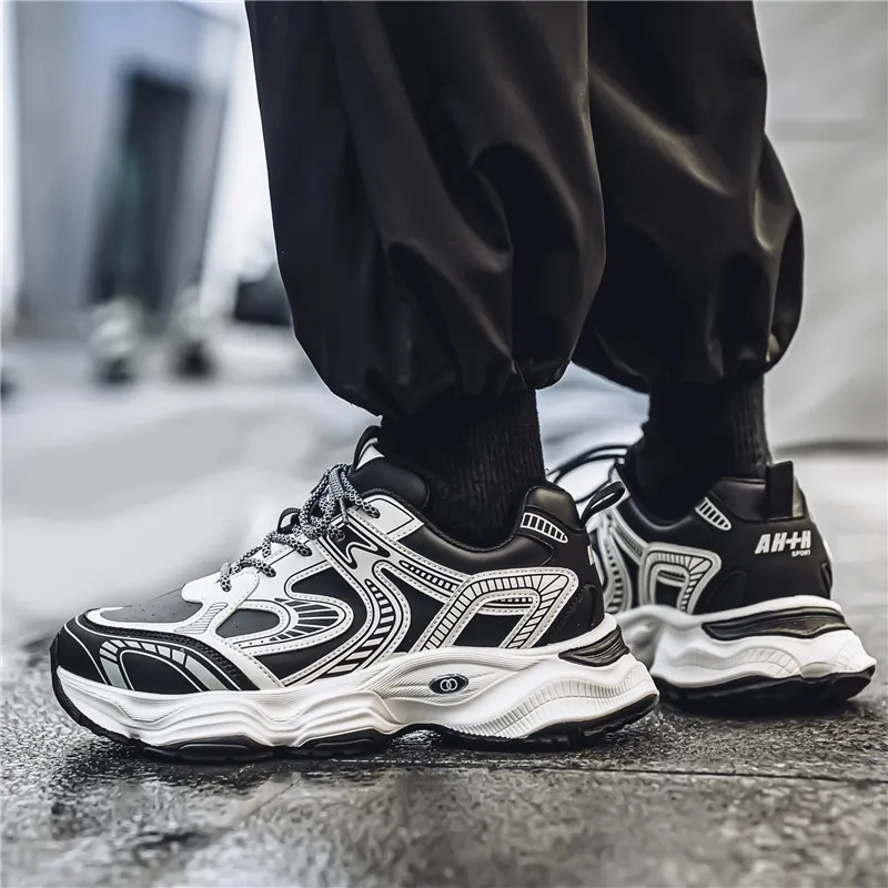 NANJIREN Height Increasing Abrasion Resistant Lightweight Slip Resistant Low Top Chunky Sneakers Men's-8