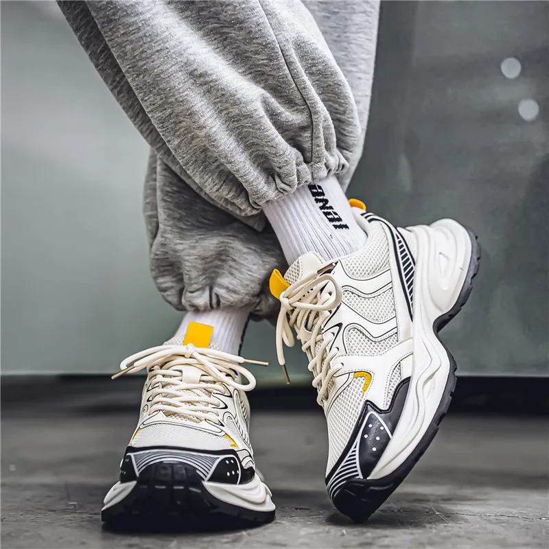 NANJIREN Cushioning Anti Slip Wear Resistant Breathable Height Increasing Low Top Chunky Sneakers Men's-6