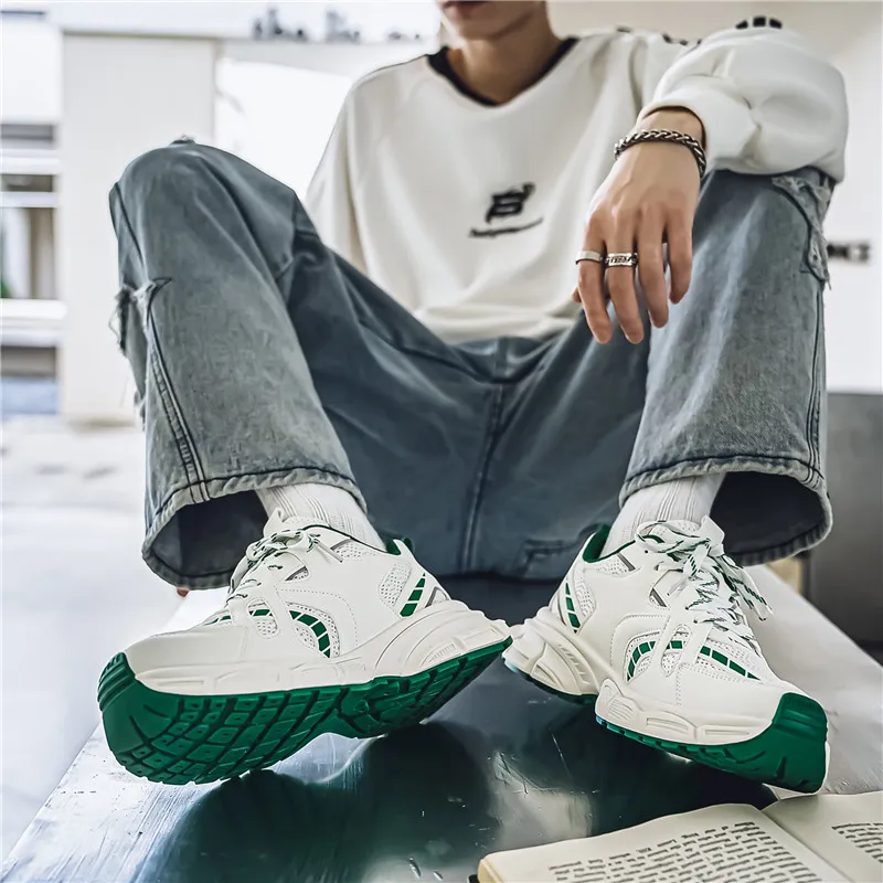 NANJIREN Cushioning, Slip Resistant, Abrasion Resistant, Height Increasing Low Top Chunky Sneakers Men's-13