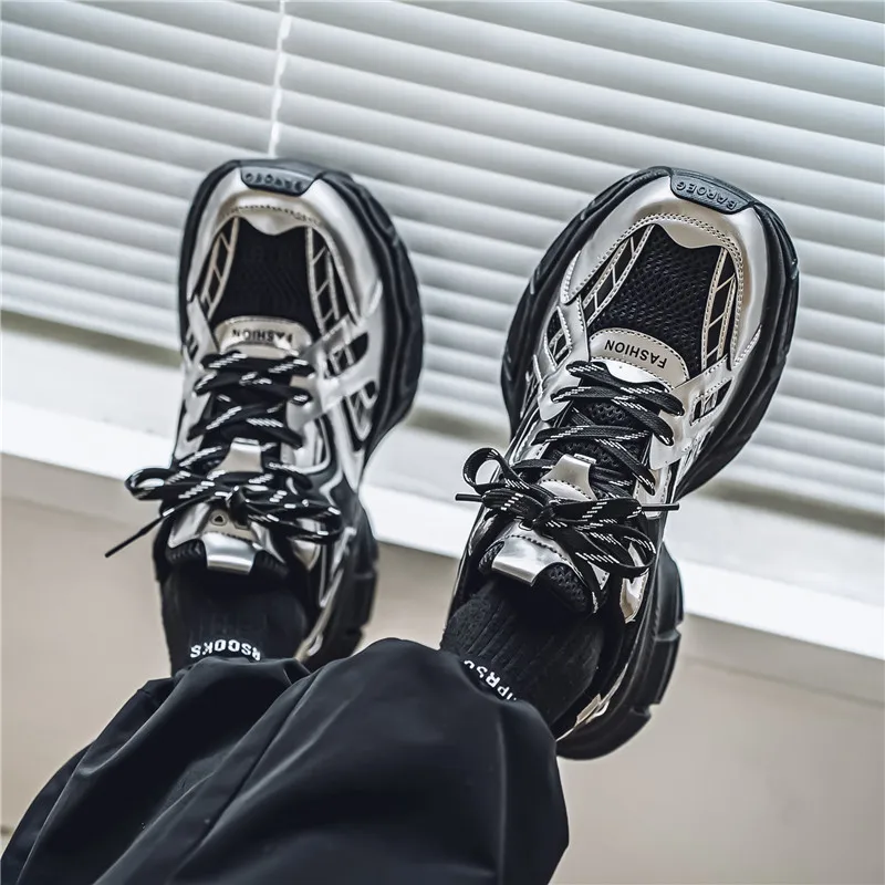 NANJIREN Cushioning, Slip Resistant, Abrasion Resistant, Height Increasing Low Top Chunky Sneakers Men's-19