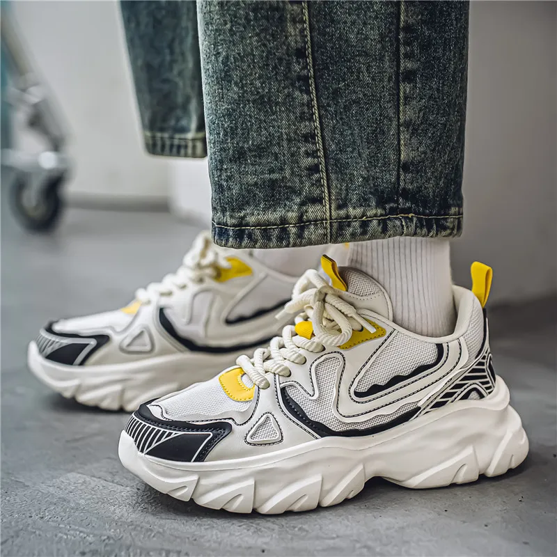 NANJIREN Cushioning Height Increasing Wear-Resistant Breathable Slip-Resistant Low-Top Chunky Sneakers Men's-7