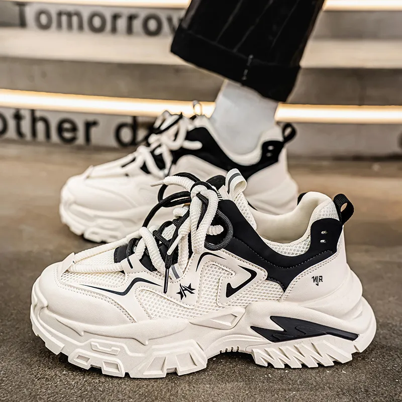 NANJIREN Cushioning Anti-Slip Wear-Resistant Breathable Height Increasing Low-Top Chunky Sneakers Men's-2