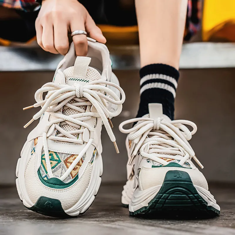 NANJIREN Cushioning Coverage Height Increasing Wear Resistant Breathable Slip Resistant Low Top Chunky Sneakers Men's-5