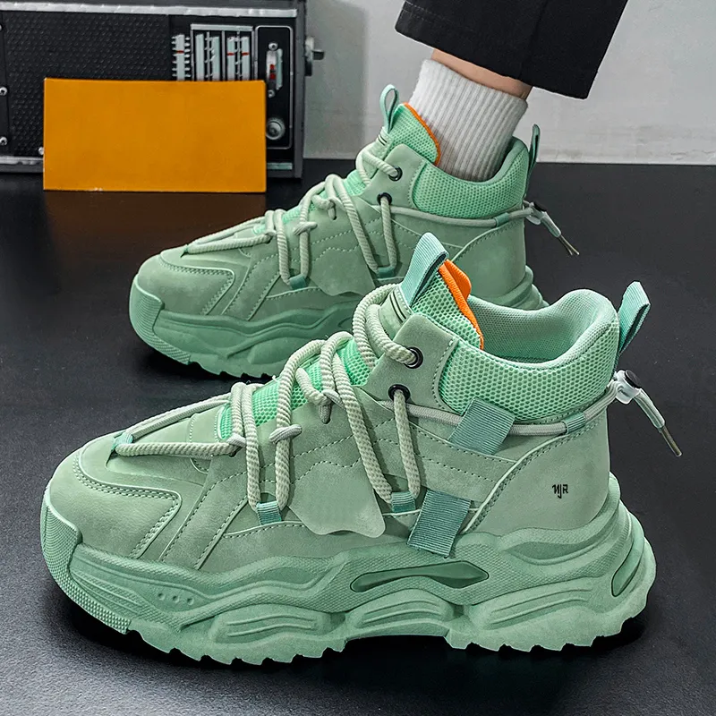NANJIREN Shock Absorbers With Slip Resistant Features Mid Top Chunky Sneakers Men's-5