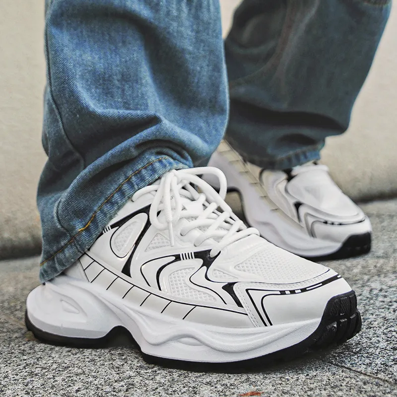 NANJIREN Cushioning Height Increasing Wear Resistant Breathable Slip Resistant Low Top Chunky Sneakers Men's-7