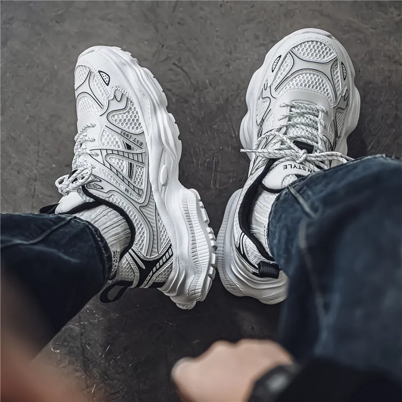 NANJIREN Cushioning Height Increasing Wear Resistant Breathable Slip Resistant Low Top Chunky Sneakers Men's-4