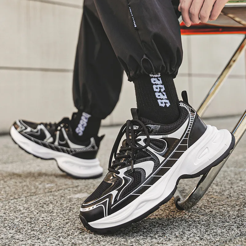 NANJIREN Cushioning Height Increasing Wear Resistant Breathable Slip Resistant Low Top Chunky Sneakers Men's-10