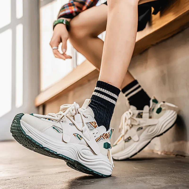 NANJIREN Cushioning Coverage Height Increasing Wear Resistant Breathable Slip Resistant Low Top Chunky Sneakers Men's-7