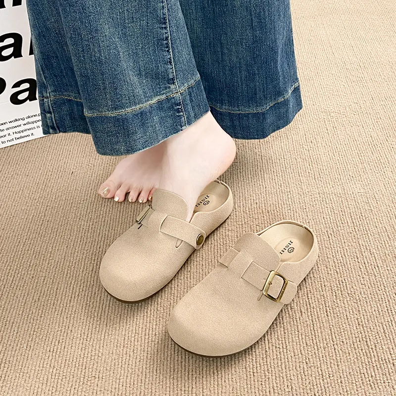 NANJIREN Rubber Sole Abrasion Resistant Slip Resistant Closed Toe Slippers Women's-8
