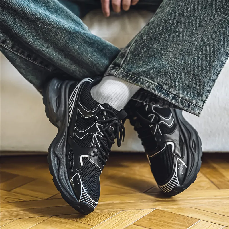 NANJIREN Cushioning Anti Slip Wear Resistant Breathable Height Increasing Low Top Chunky Sneakers Men's-11
