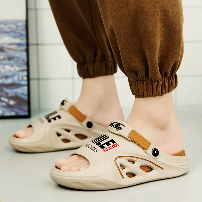 NANJIREN Beach Sandals Men Khaki/Matcha Green-4