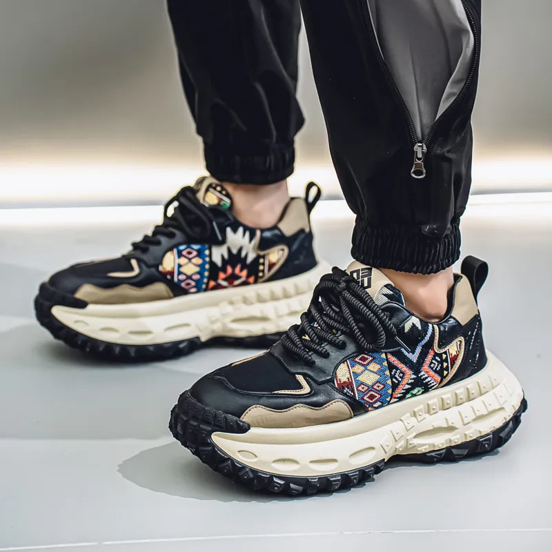 NANJIREN Cushioning Height Increasing Abrasion Resistant Breathable Slip Resistant Low Top Chunky Sneakers Men's-11