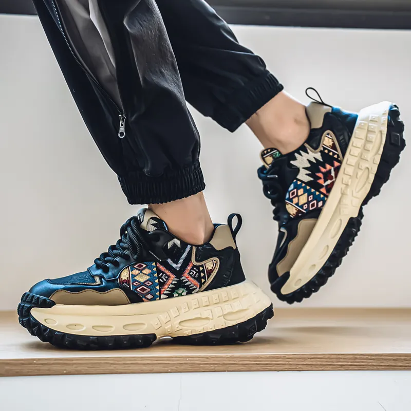 NANJIREN Cushioning Height Increasing Abrasion Resistant Breathable Slip Resistant Low Top Chunky Sneakers Men's-10
