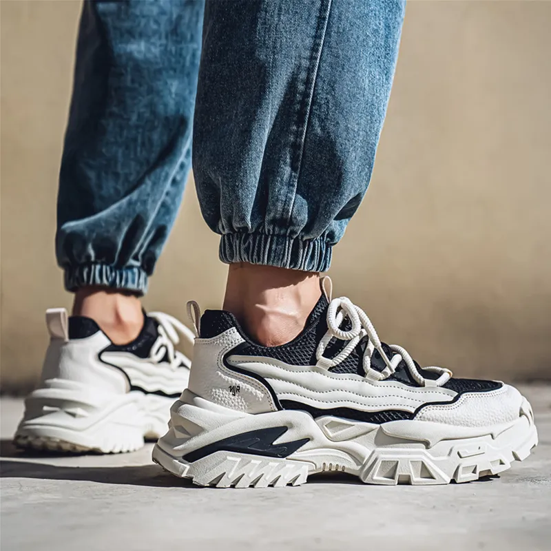 NANJIREN Anti Slip And Wear Resistant Support Height Increasing Low Top Chunky Sneakers Men's-11