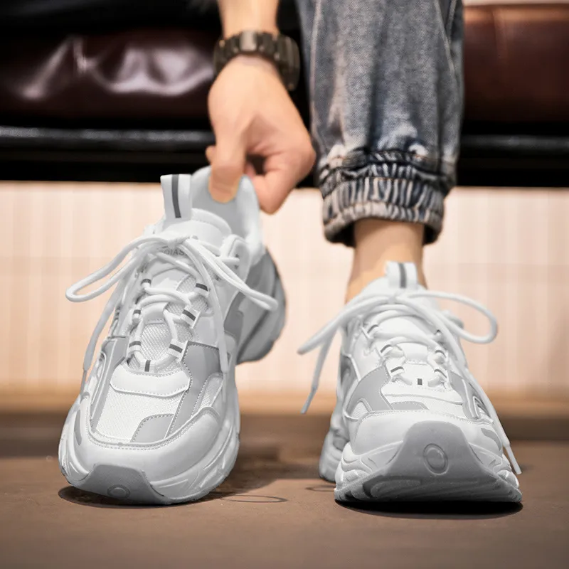 NANJIREN Cushioning Height Increasing Support Abrasion Resistant Slip Resistant Low Top Chunky Sneakers Men's-2