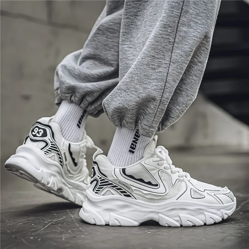 NANJIREN Cushioning Height Increasing Wear-Resistant Breathable Slip-Resistant Low-Top Chunky Sneakers Men's-3