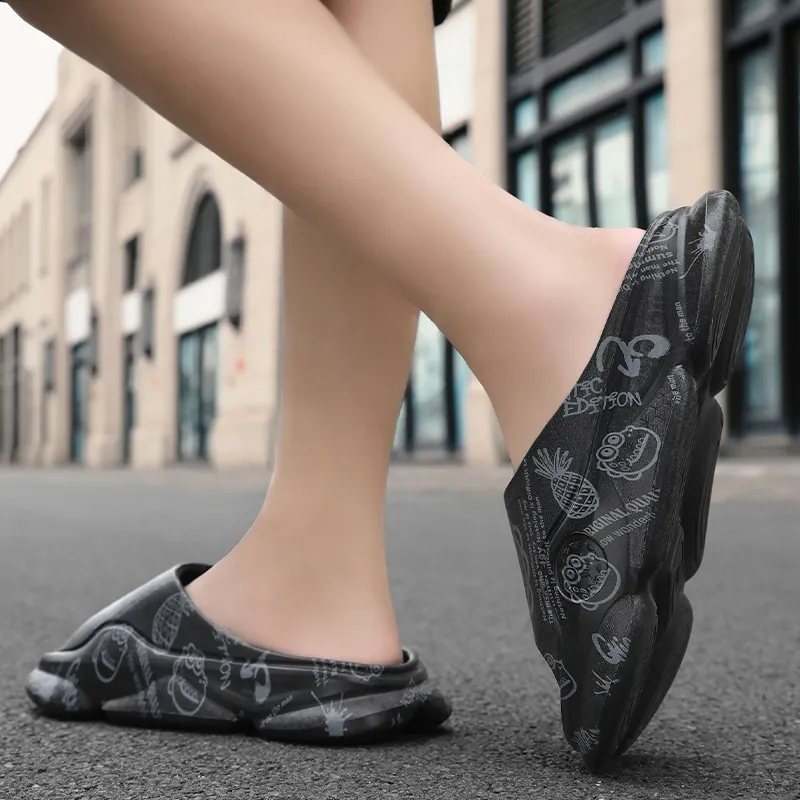 NANJIREN EVA Graffiti Slip Resistant Abrasion Resistant Cushioning Slide Slippers Men's-17