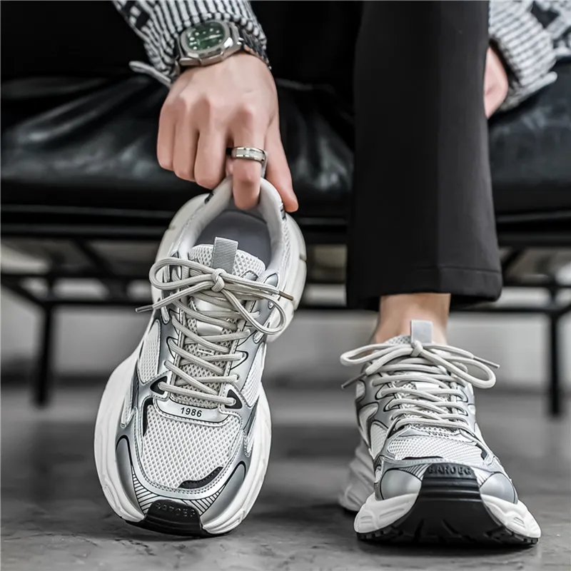 NANJIREN Cushioning Anti-Slip And Wear-Resistant Height Increasing Low-Top Chunky Sneakers Men's-3