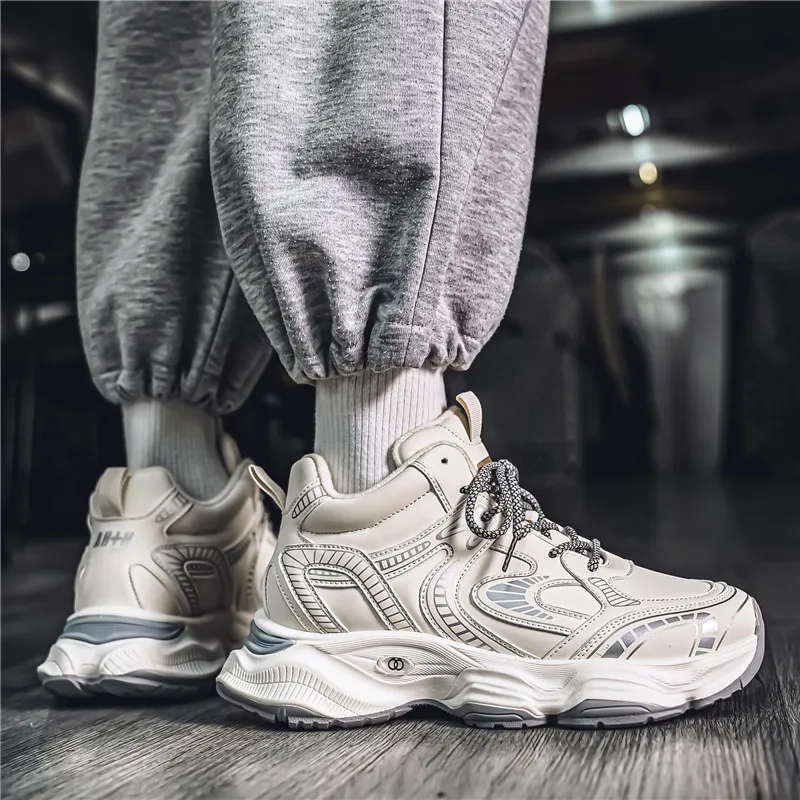 NANJIREN Cushioning Anti-Slip Wear-Resistant Breathable Height Increasing Warm Low-Top Chunky Sneakers Men's-1