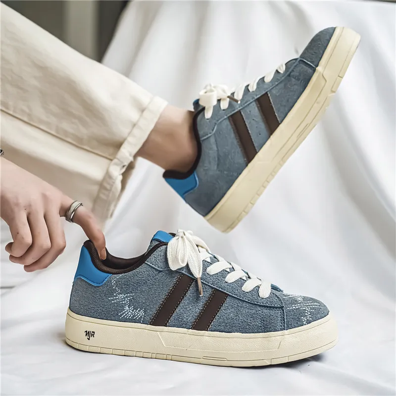 NANJIREN Coverage Slip Resistant, Abrasion Resistant, Lightweight Low Top Skateboard Shoes Men's Blue-3