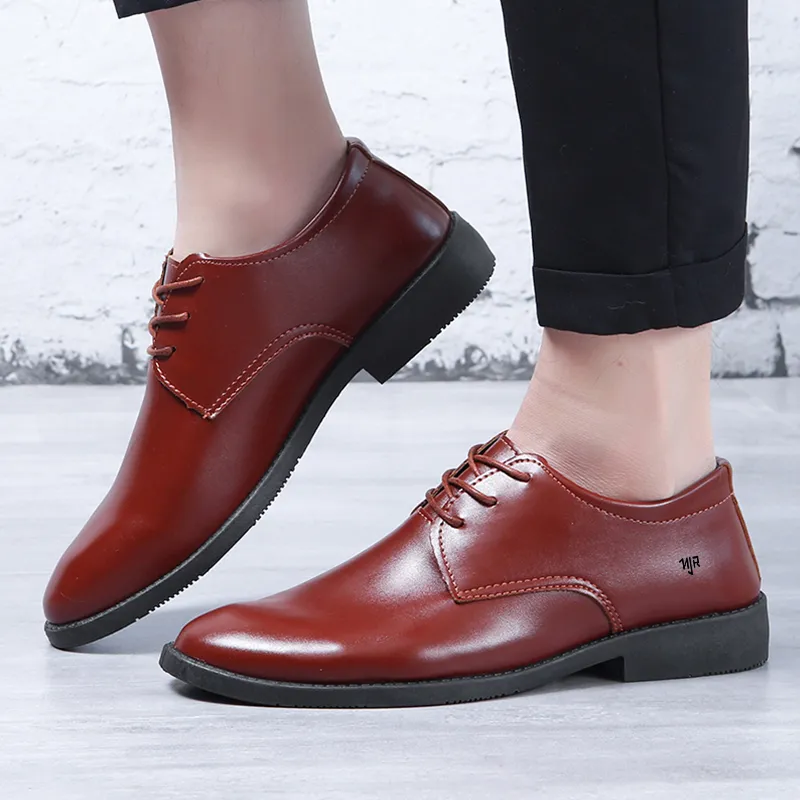 NANJIREN Dress Shoes Men Low Top Brown-5