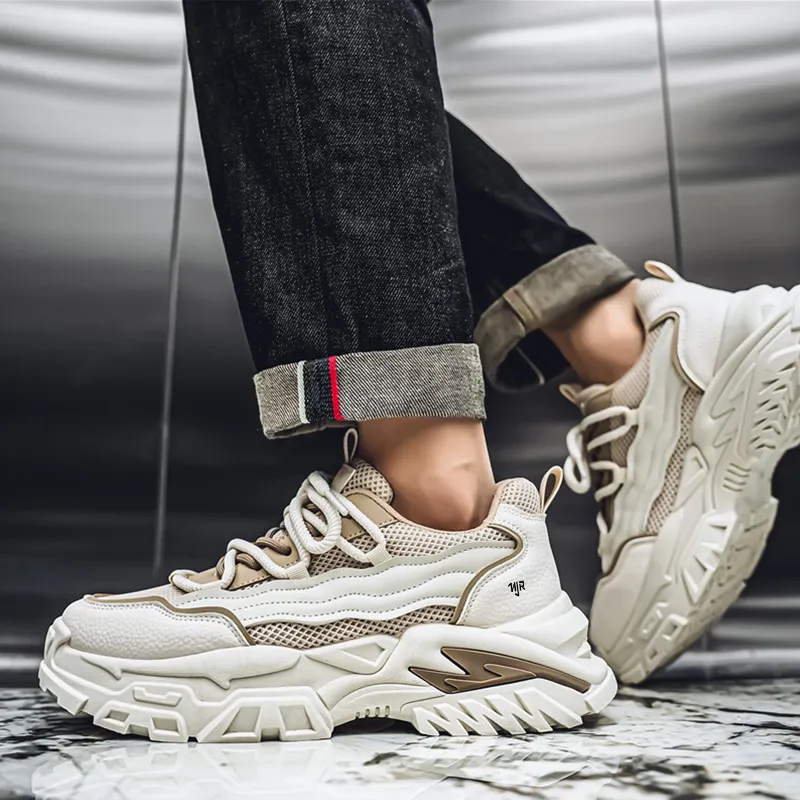 NANJIREN Anti Slip And Wear Resistant Support Height Increasing Low Top Chunky Sneakers Men's-7