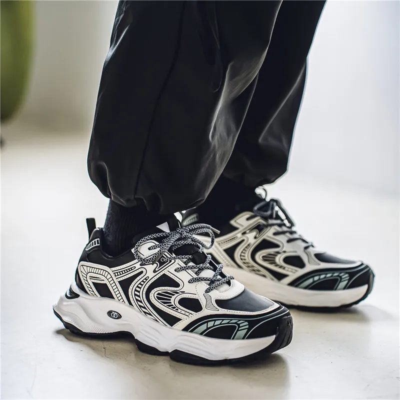 NANJIREN Height Increasing Abrasion Resistant Lightweight Slip Resistant Low Top Chunky Sneakers Men's-5