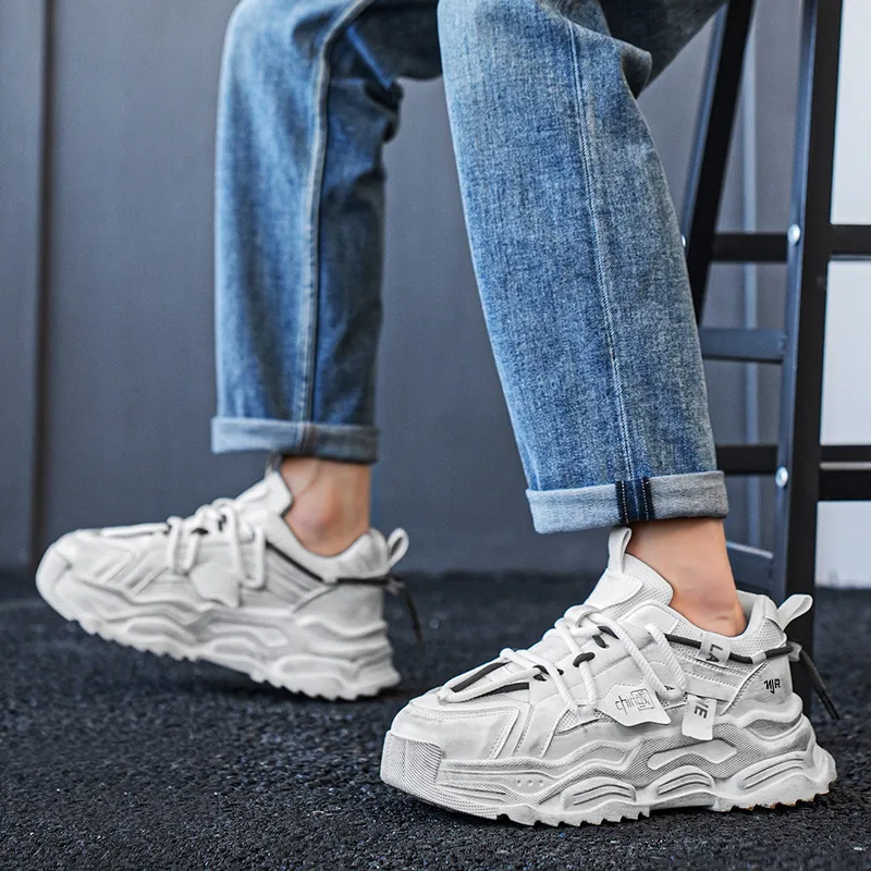 NANJIREN Cushioning Anti Slip Wear Resistant Breathable Height Increasing Low Top Chunky Sneakers Men's-7