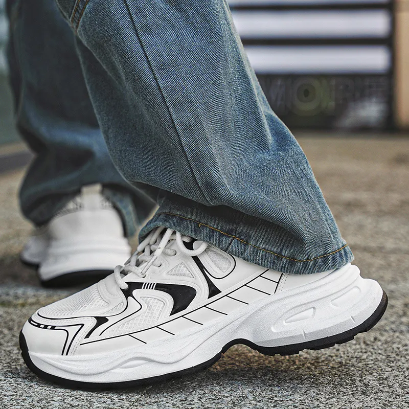 NANJIREN Cushioning Height Increasing Wear Resistant Breathable Slip Resistant Low Top Chunky Sneakers Men's-6