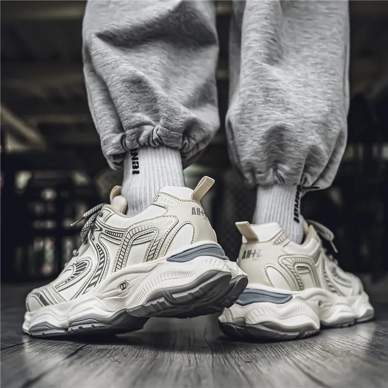 NANJIREN Height Increasing Abrasion Resistant Lightweight Slip Resistant Low Top Chunky Sneakers Men's-1