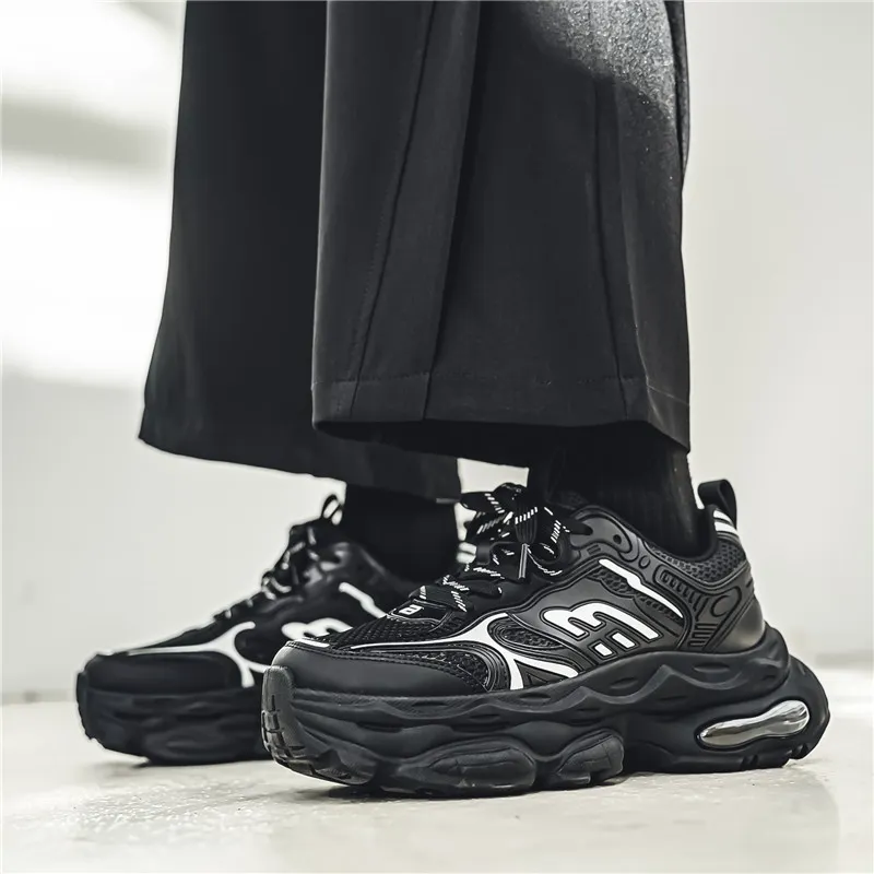 NANJIREN Cushioning Anti Slip Wear Resistant Breathable Height Increasing Low Top Chunky Sneakers Men's-11