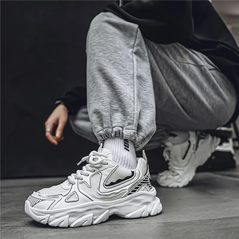 NANJIREN Cushioning Height Increasing Wear-Resistant Breathable Slip-Resistant Low-Top Chunky Sneakers Men's-4