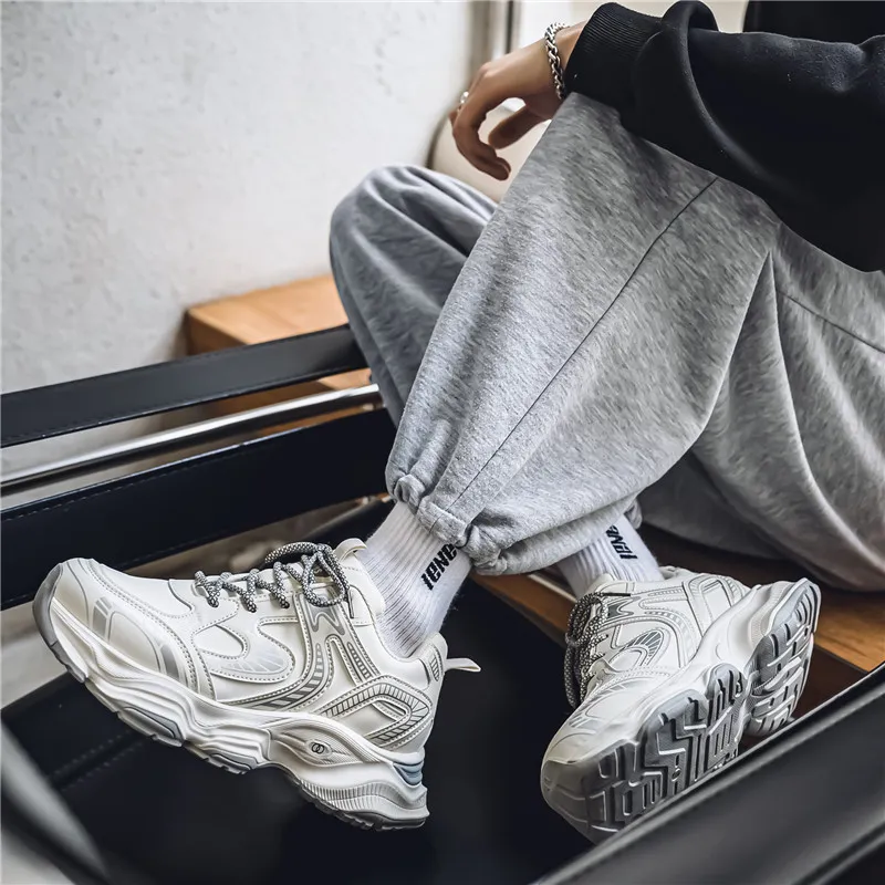 NANJIREN Height Increasing Abrasion Resistant Lightweight Slip Resistant Low Top Chunky Sneakers Men's-2