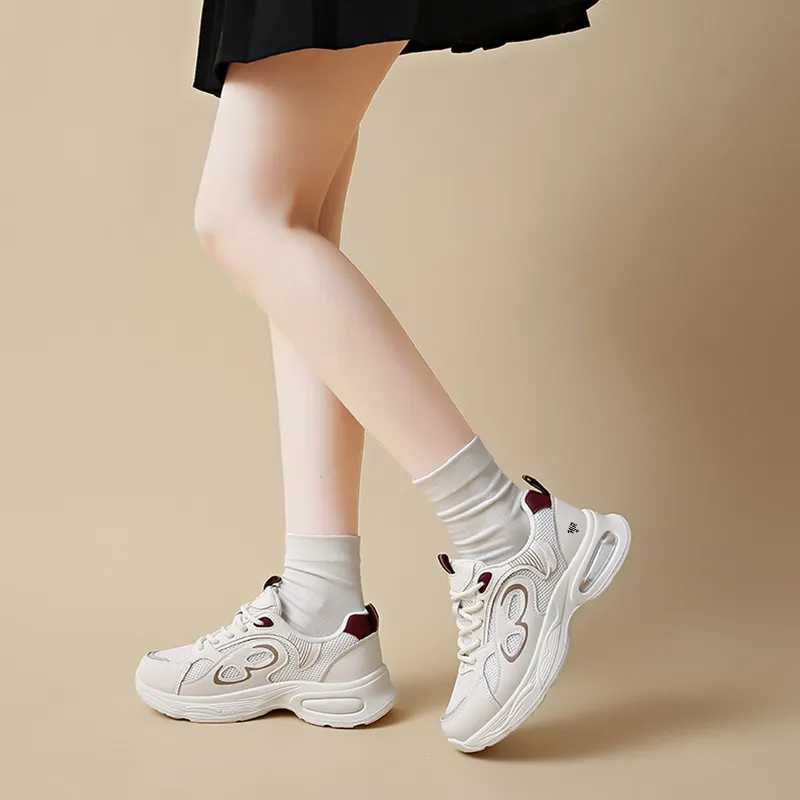 NANJIREN Cushioning, Slip Resistant, Abrasion Resistant, Coverage, Support, Lightweight Low Top Chunky Sneakers Women's-3