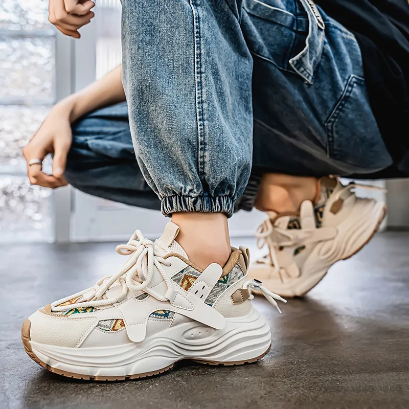 NANJIREN Cushioning Coverage Height Increasing Wear Resistant Breathable Slip Resistant Low Top Chunky Sneakers Men's-3