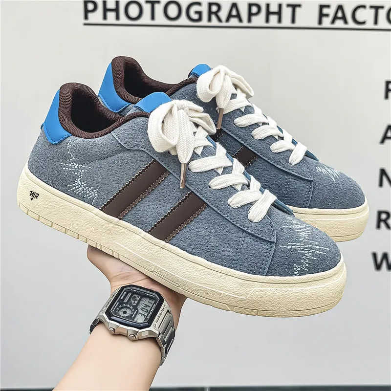 NANJIREN Coverage Slip Resistant, Abrasion Resistant, Lightweight Low Top Skateboard Shoes Men's Blue-4