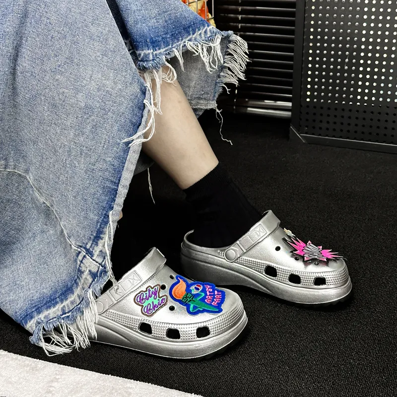 NANJIREN Clogs Unisex Black Full Silver-3