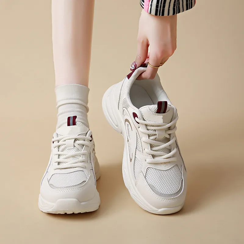 NANJIREN Cushioning, Slip Resistant, Abrasion Resistant, Coverage, Support, Lightweight Low Top Chunky Sneakers Women's-4