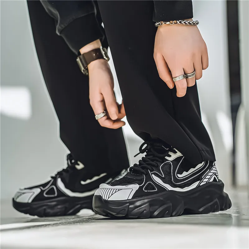 NANJIREN Cushioning Height Increasing Wear-Resistant Breathable Slip-Resistant Low-Top Chunky Sneakers Men's-12