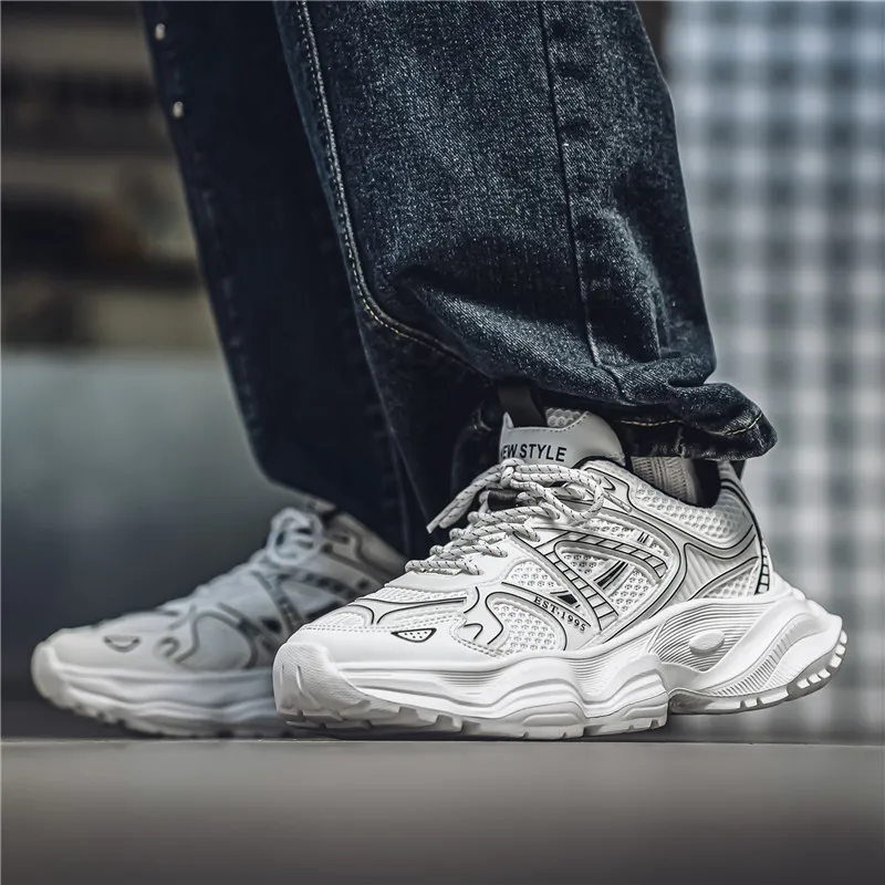 NANJIREN Cushioning Height Increasing Wear Resistant Breathable Slip Resistant Low Top Chunky Sneakers Men's-1