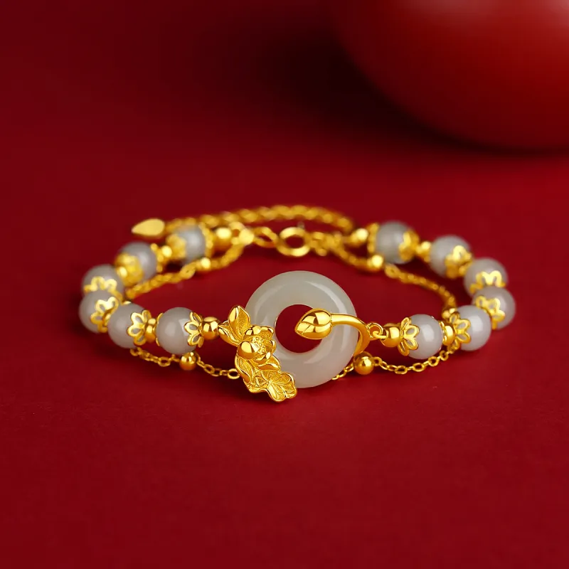 CHOW TAI KING Hetian Jade Bracelets White Jade/Pale Greenish White Jade Women's-1