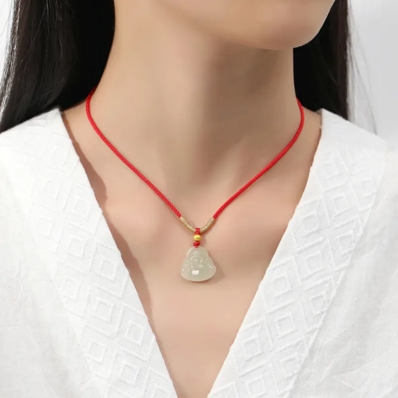 CHOW TAI KING Hetian Jade Necklaces White Jade/Pale Greenish White Jade Unisex-5