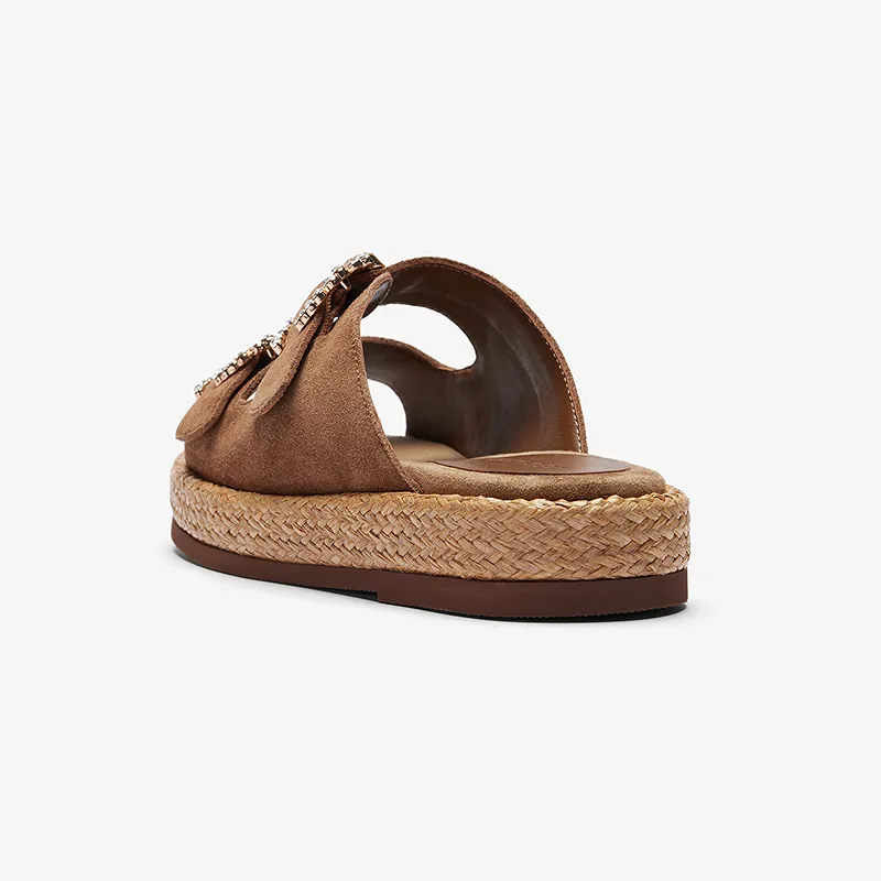 Le Saunda Rubber Sole Abrasion Resistant Slide Slippers Women's Cinnamon Brown-3