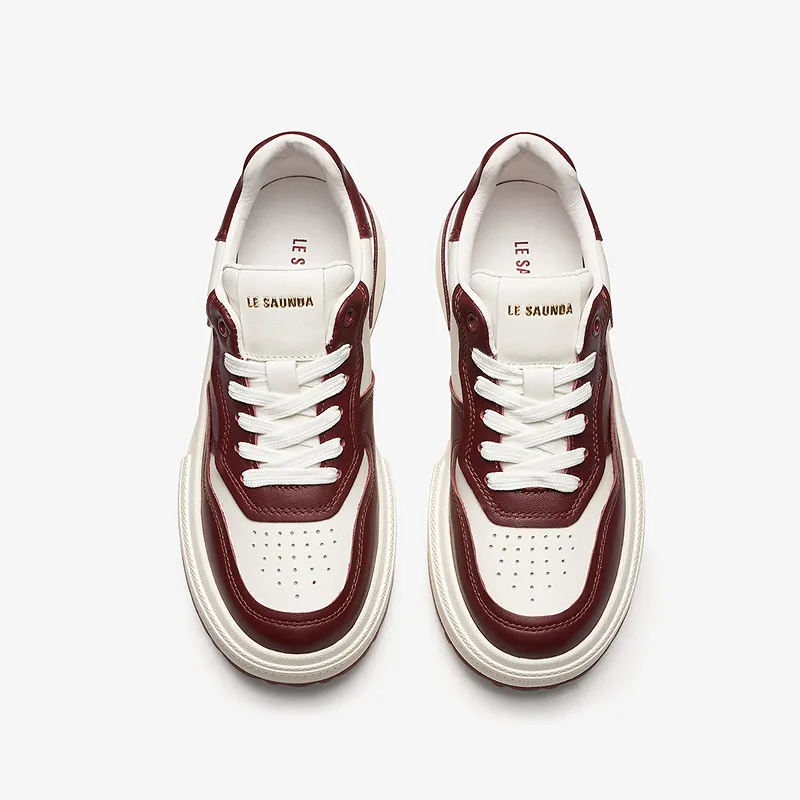 Le Saunda Lightweight Height Increasing Low Top Skateboard Shoes Women's Red-14