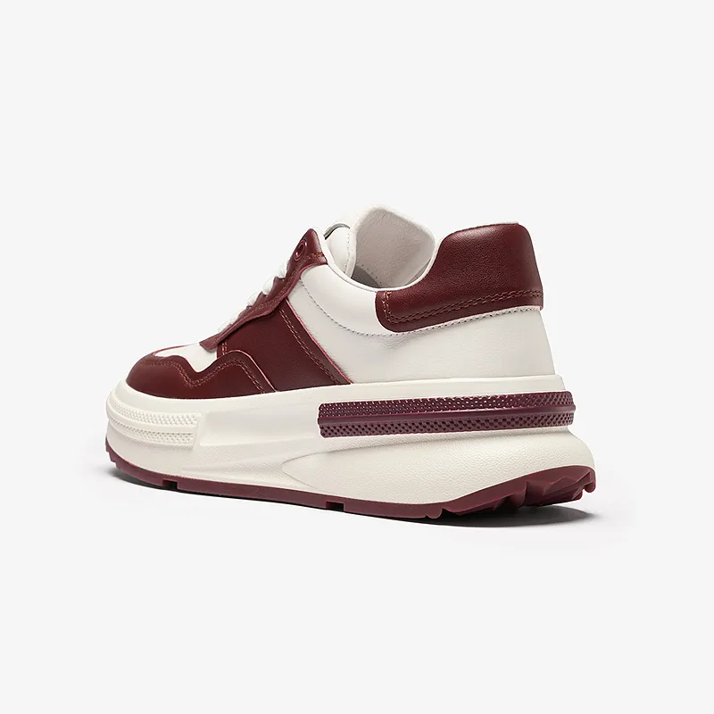 Le Saunda Lightweight Height Increasing Low Top Skateboard Shoes Women's Red-12