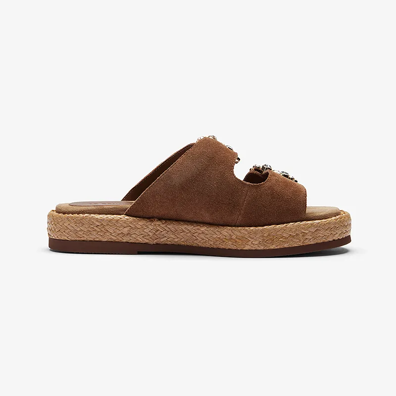 Le Saunda Rubber Sole Abrasion Resistant Slide Slippers Women's Cinnamon Brown-1
