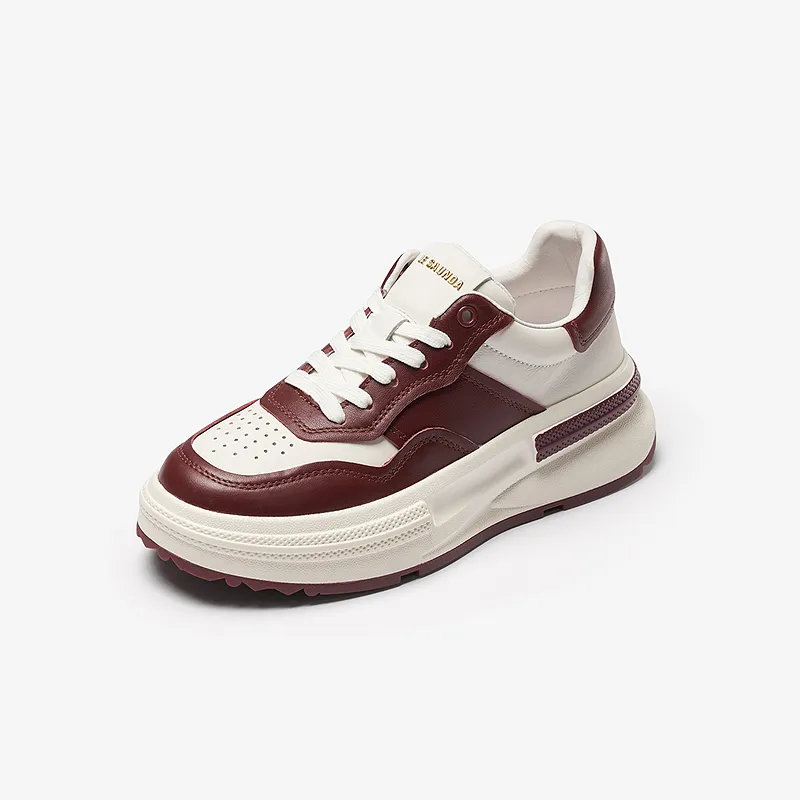 Le Saunda Lightweight Height Increasing Low Top Skateboard Shoes Women's Red-11