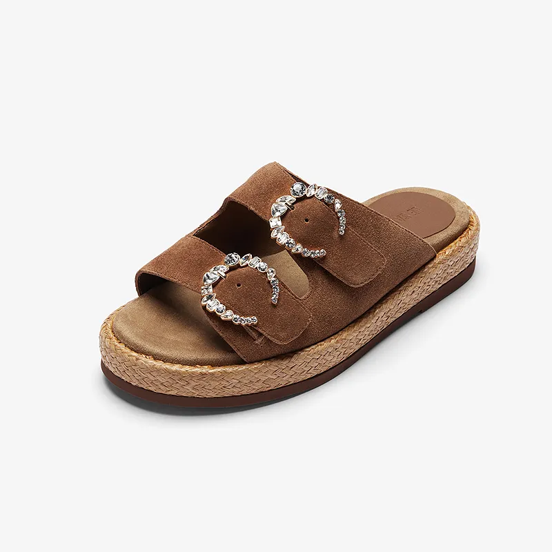 Le Saunda Rubber Sole Abrasion Resistant Slide Slippers Women's Cinnamon Brown-2