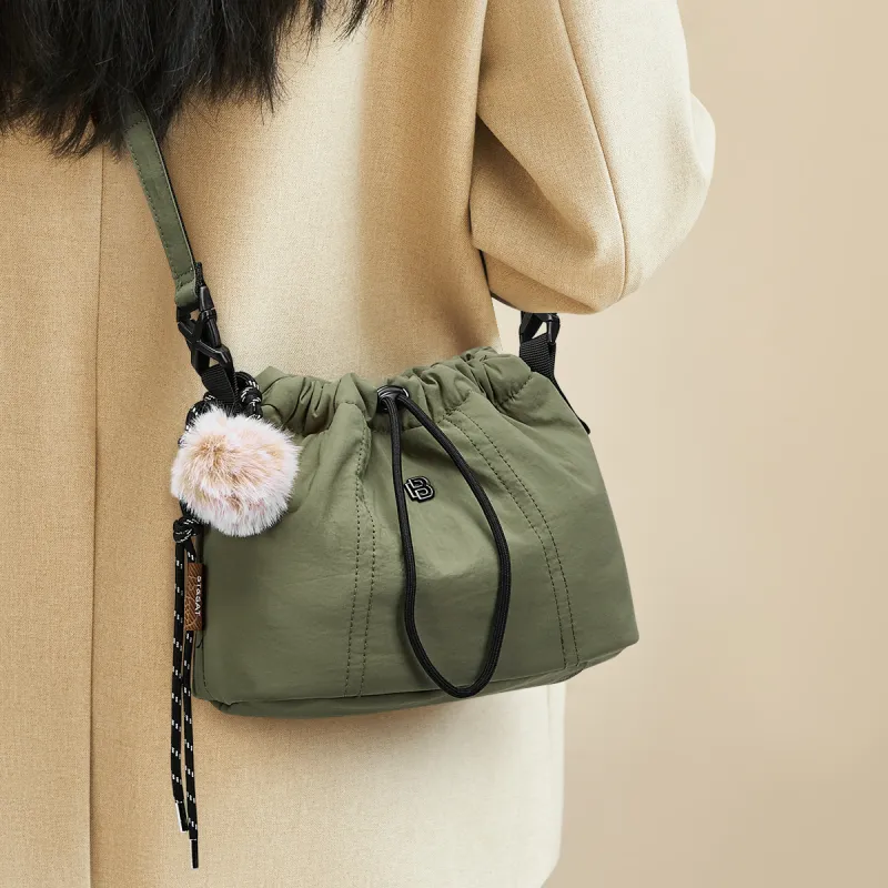 ST&SAT Fabric Crossbody Bag One Shoulder Handbag Regular Women's Green/Black-2