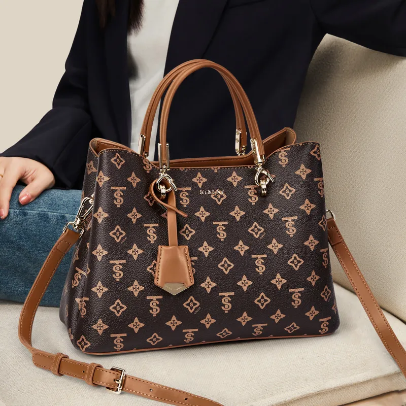 ST&SAT PVC Tote Handbag Regular Women's Coffee-4